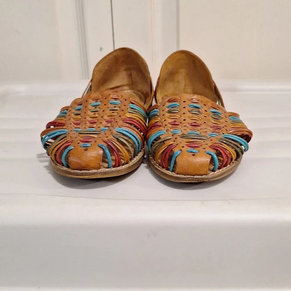Bass huaraches woven leather slip-ons flats - multicolor - 8